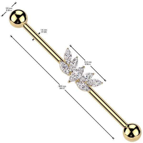 Industrial Barbell fan zirconia marquise cut