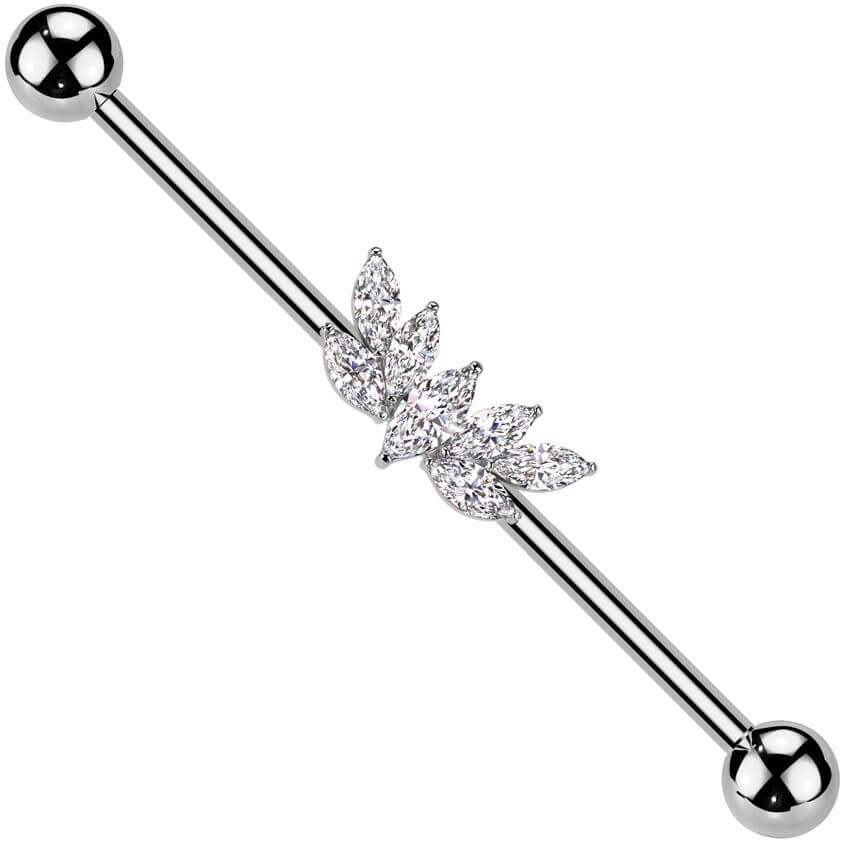 Industrial Barbell fan zirconia marquise cut
