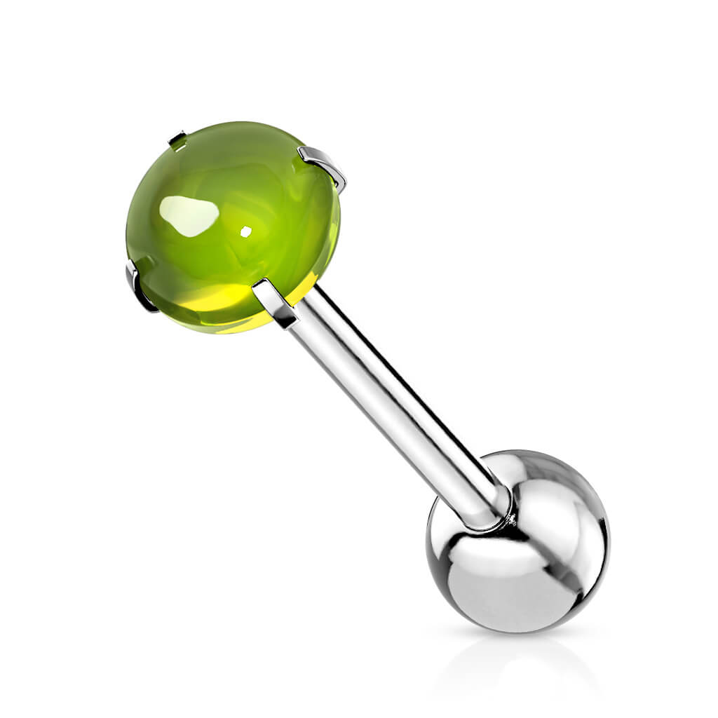 Tongue Barbell Cabochon Stone
