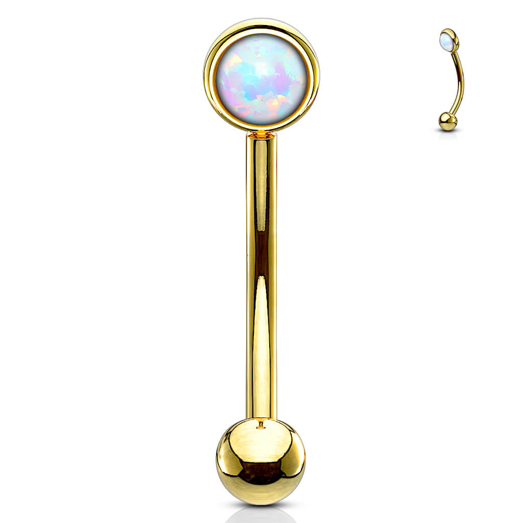 Augenbrauenpiercing Kugel Flach Silber Opal
