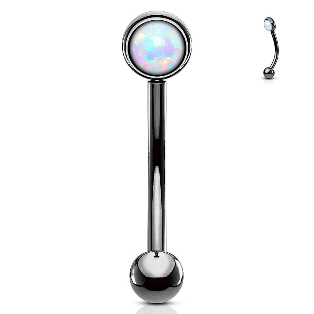 Augenbrauenpiercing Kugel Flach Silber Opal