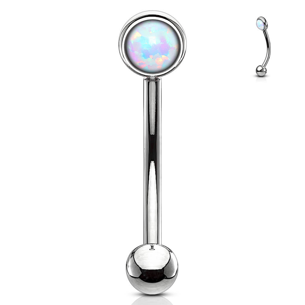 Augenbrauenpiercing Kugel Flach Silber Opal