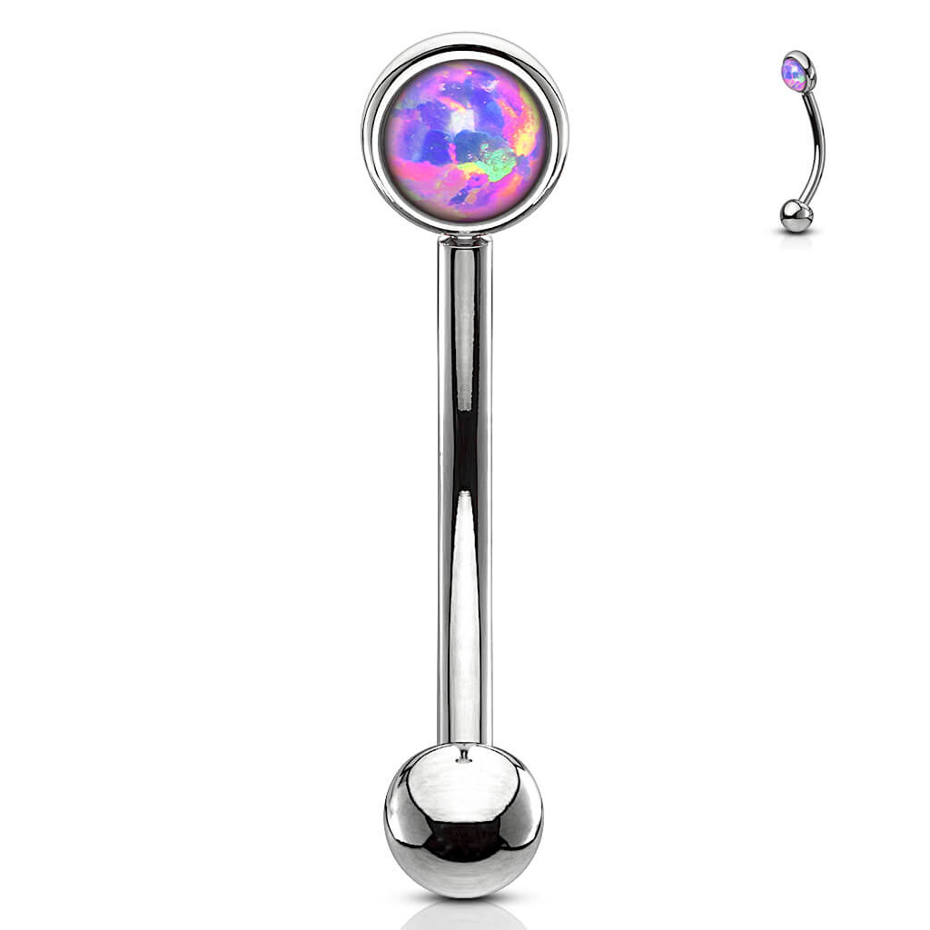 Augenbrauenpiercing Kugel Flach Silber Opal