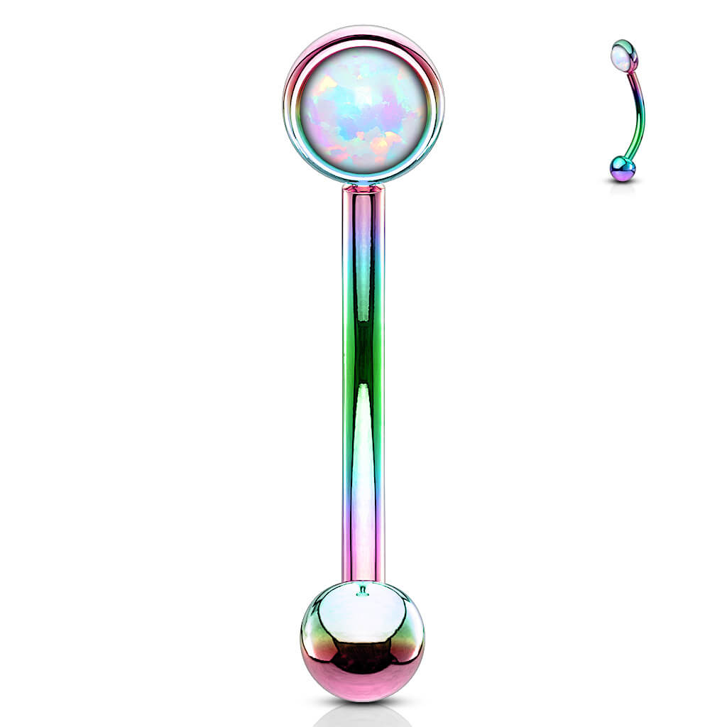 Augenbrauenpiercing Kugel Flach Silber Opal