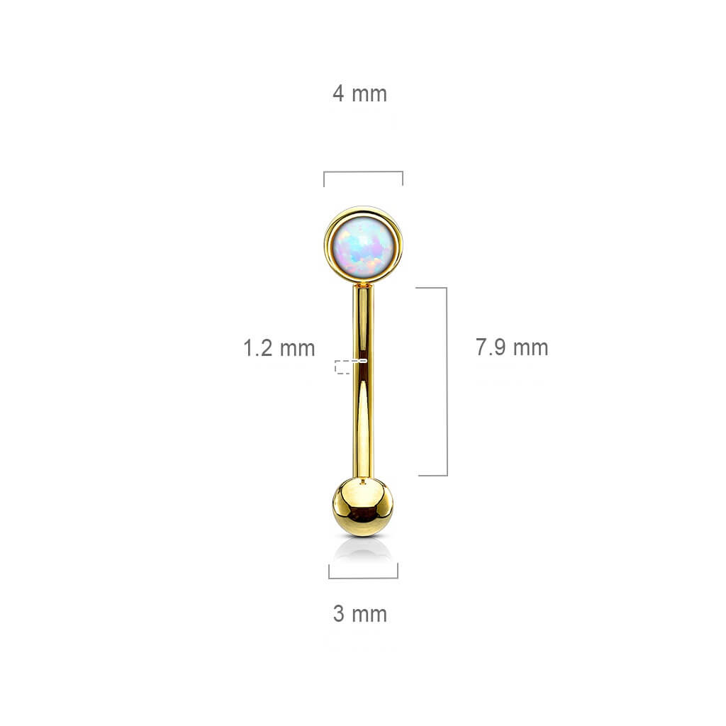 Augenbrauenpiercing Kugel Flach Silber Opal