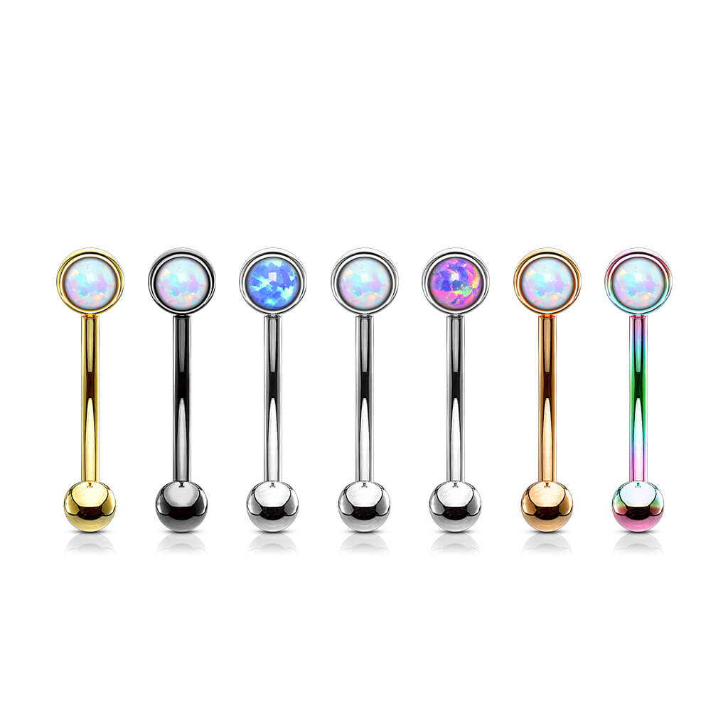 Augenbrauenpiercing Kugel Flach Silber Opal