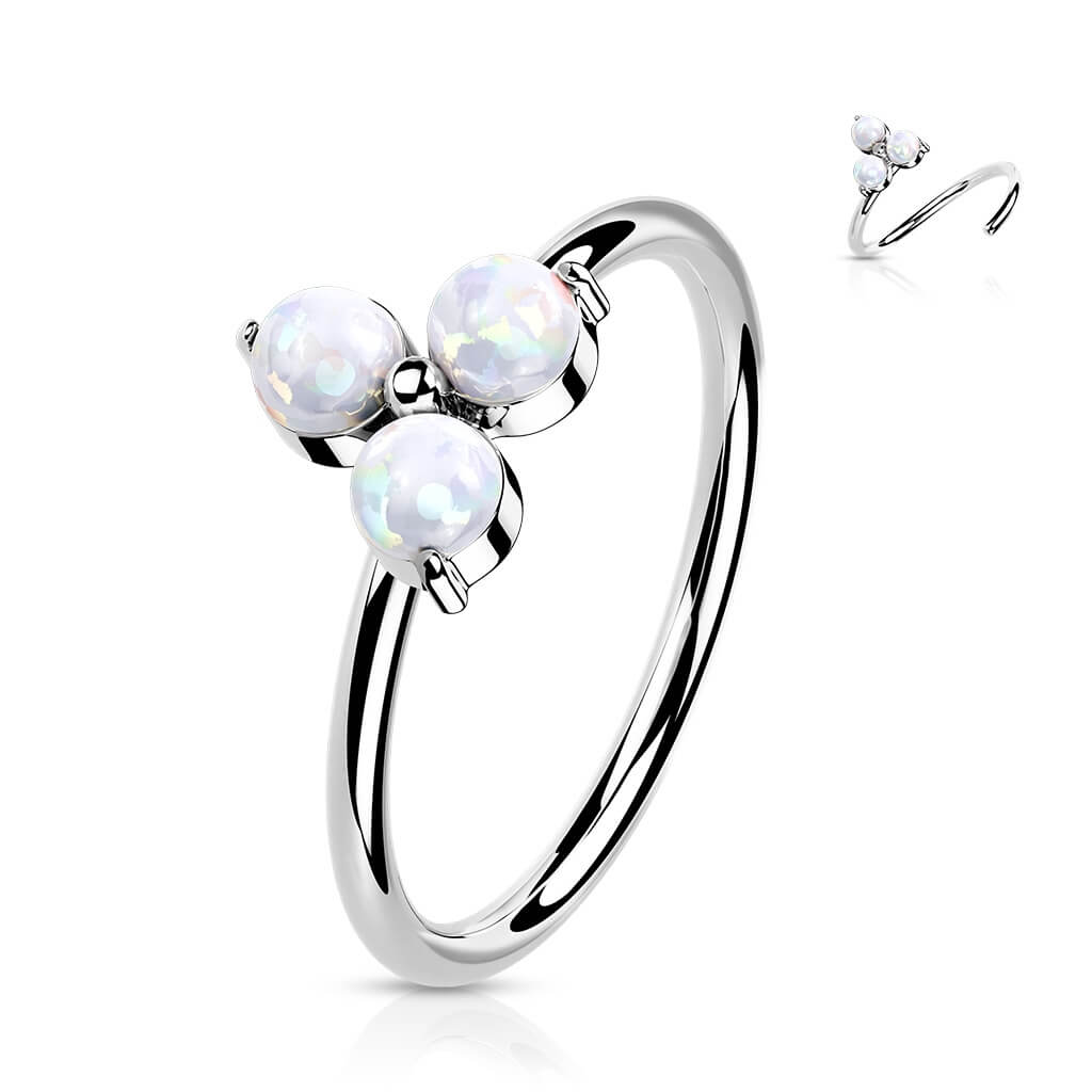 Oro 14 kt Anello Piercing Fiore di zirconi Pieghevole