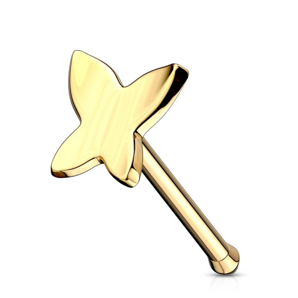14 Karat Gold Nasenstecker Schmetterling Gelbgold Weißgold