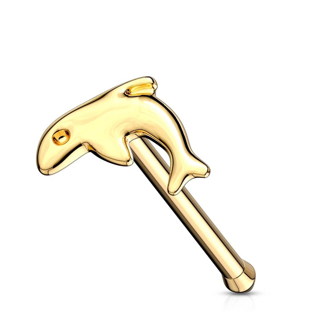 Oro 14 kt Stud Nasale Delfino