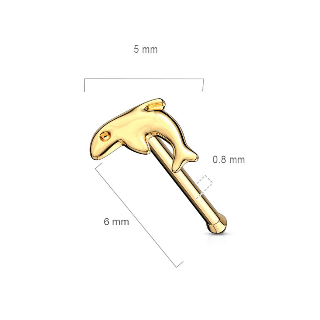 Oro 14 kt Stud Nasale Delfino