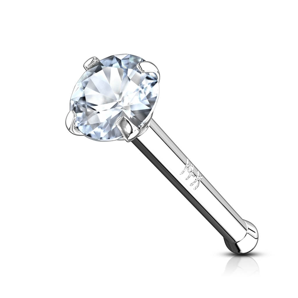 Oro 14 kt Stud Nasale Zircone