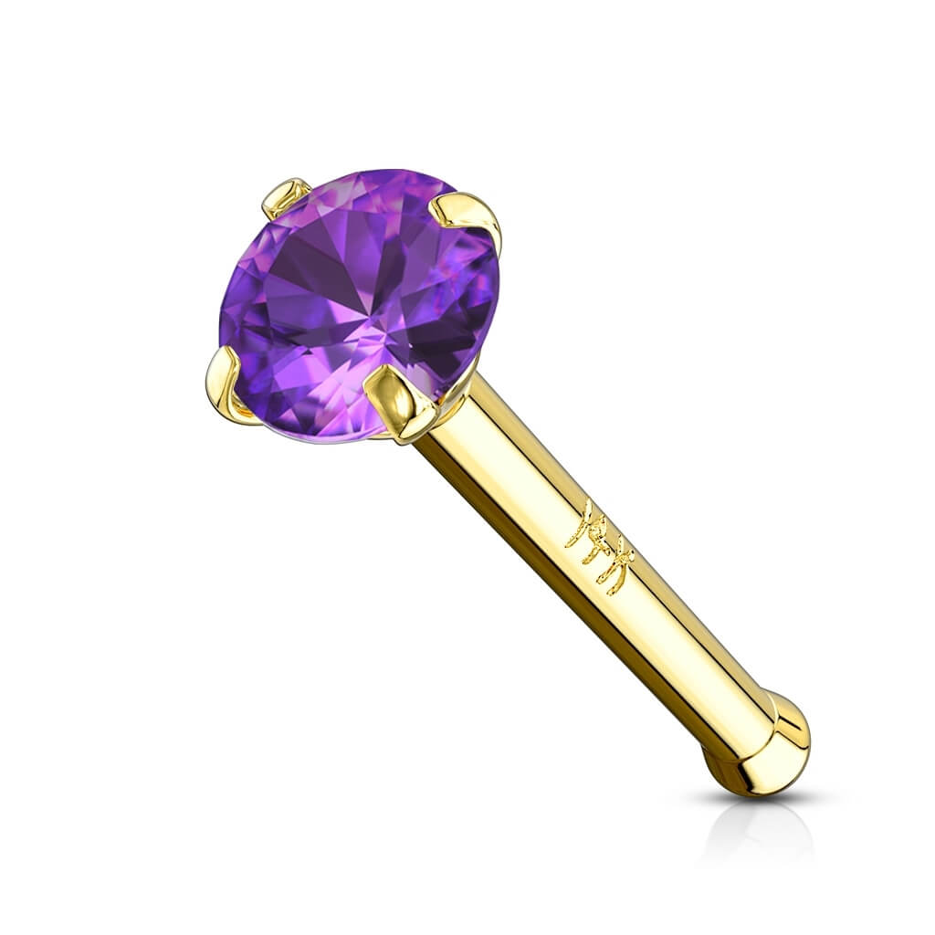 Oro 14 kt Stud Nasale Zircone