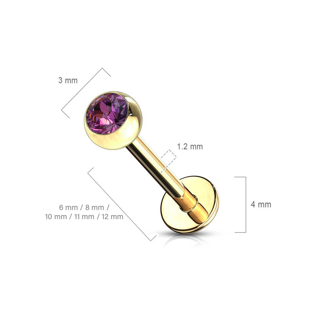 Labret Zircone a sfera e Oro