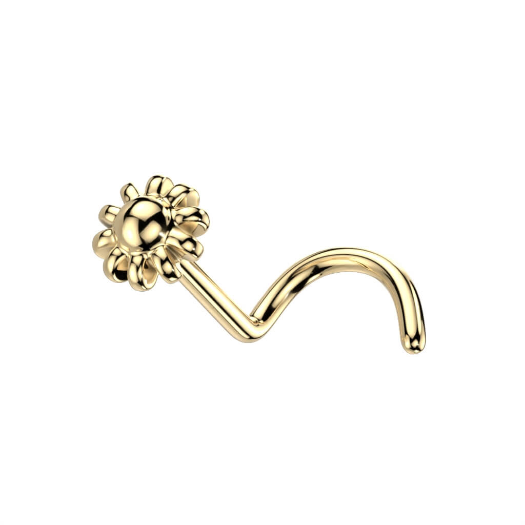 Oro 14 kt Screw Nasale Fiore