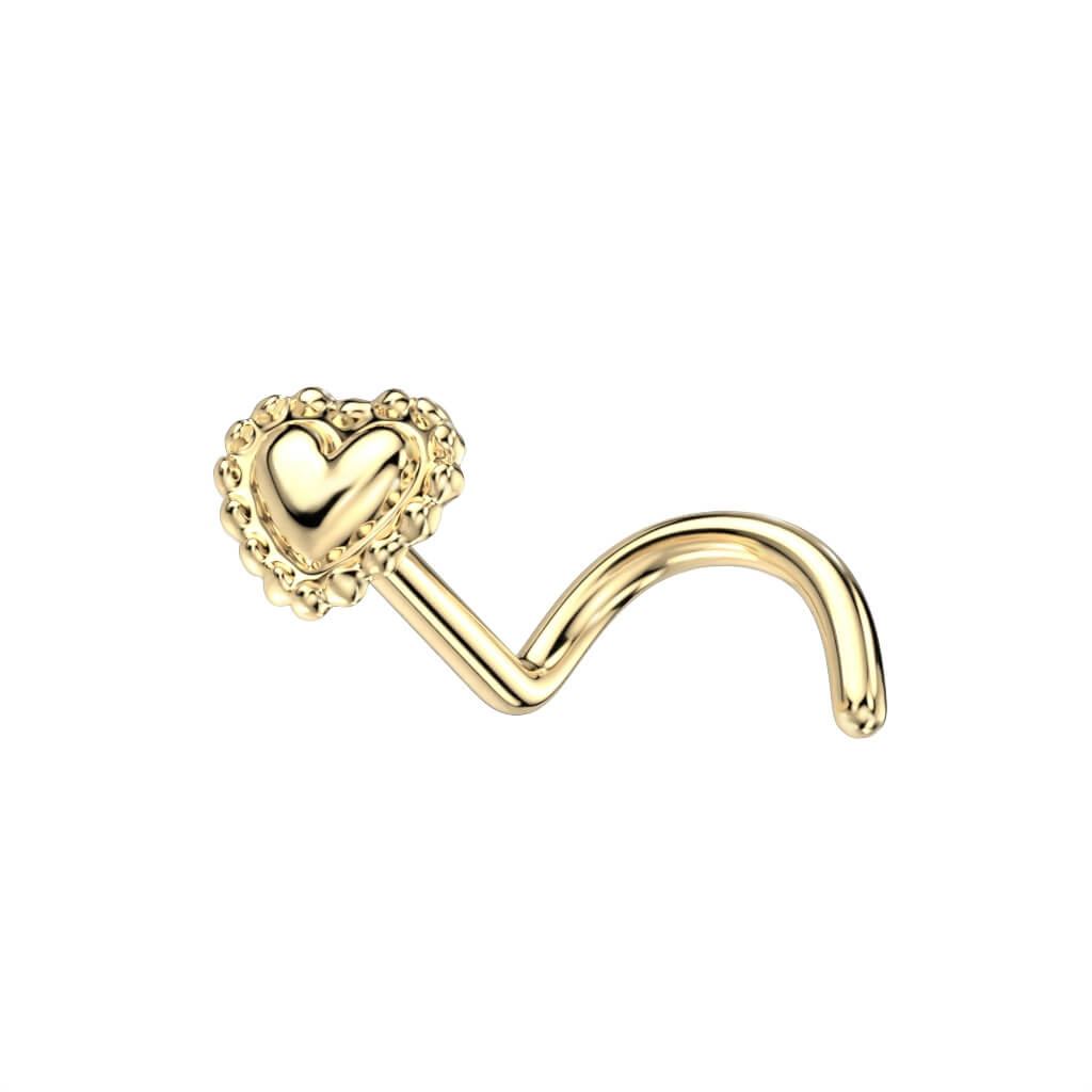 Oro 14 kt Screw Nasale Cuore