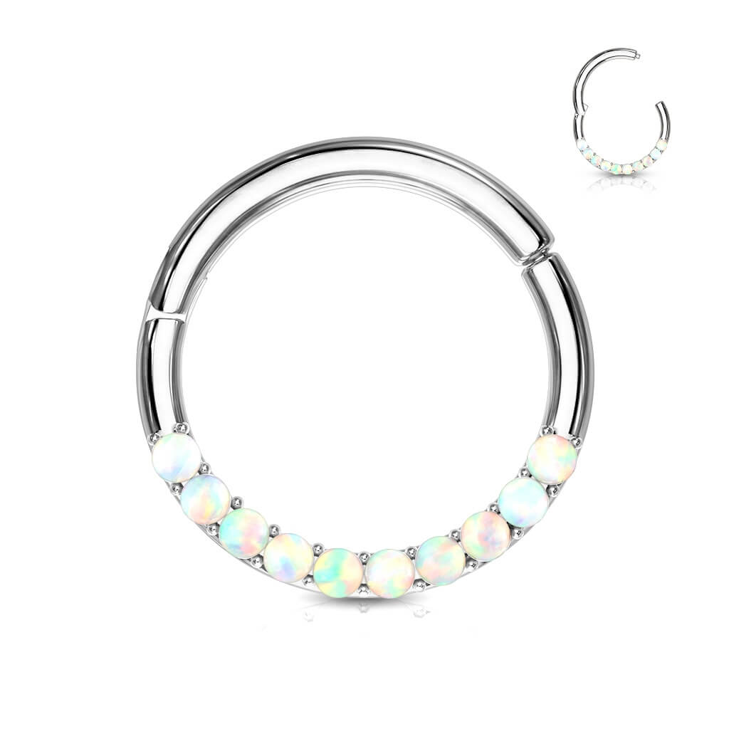 Oro 14 kt Anello Piercing Opali Clicker
