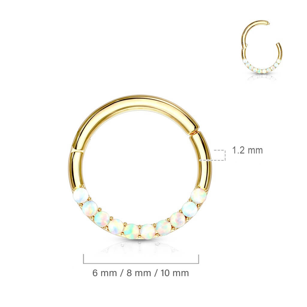 Oro 14 kt Anello Piercing Opali Clicker