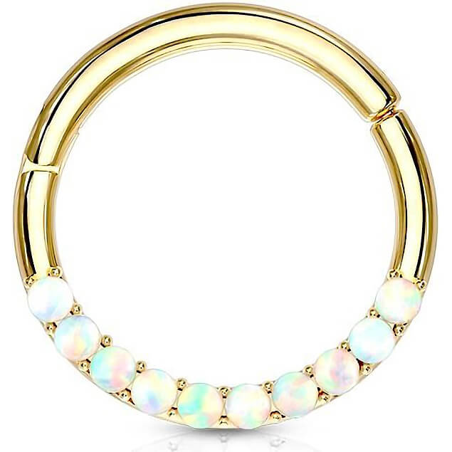 Oro 14 kt Anello Piercing Opali Clicker