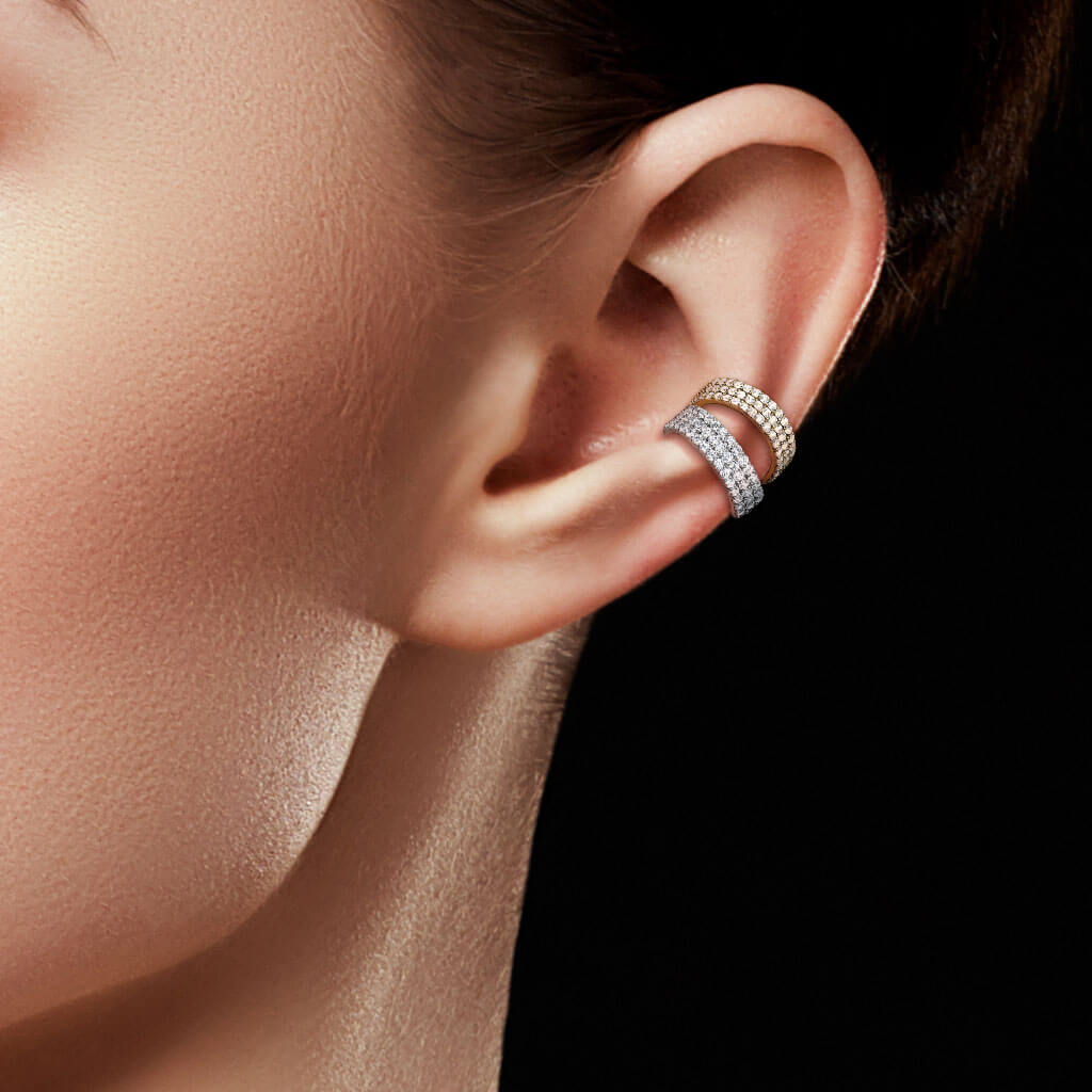 Or 14kt Anneau 3 Lignes Zircone Cliqueur