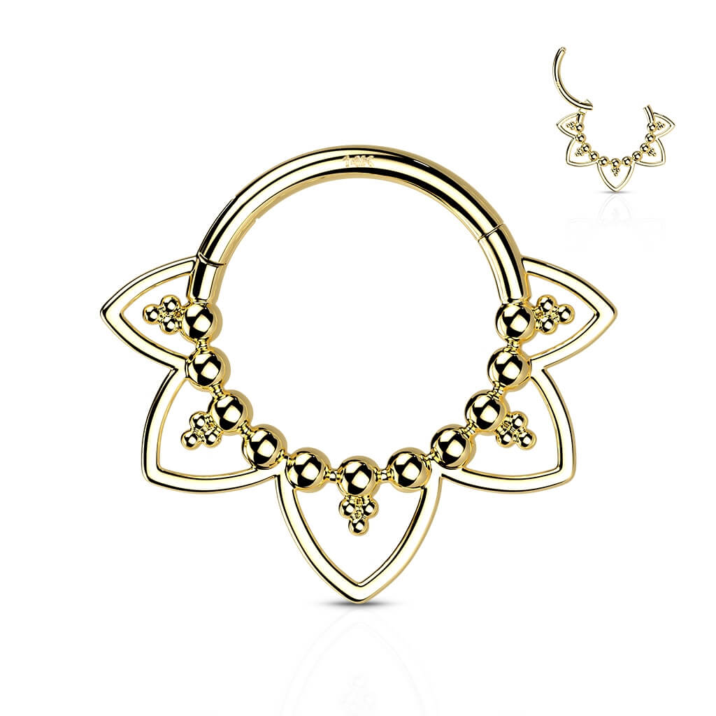 14 Karat Gold Ring Herz Verziehrung Gelbgold Weißgold Clicker