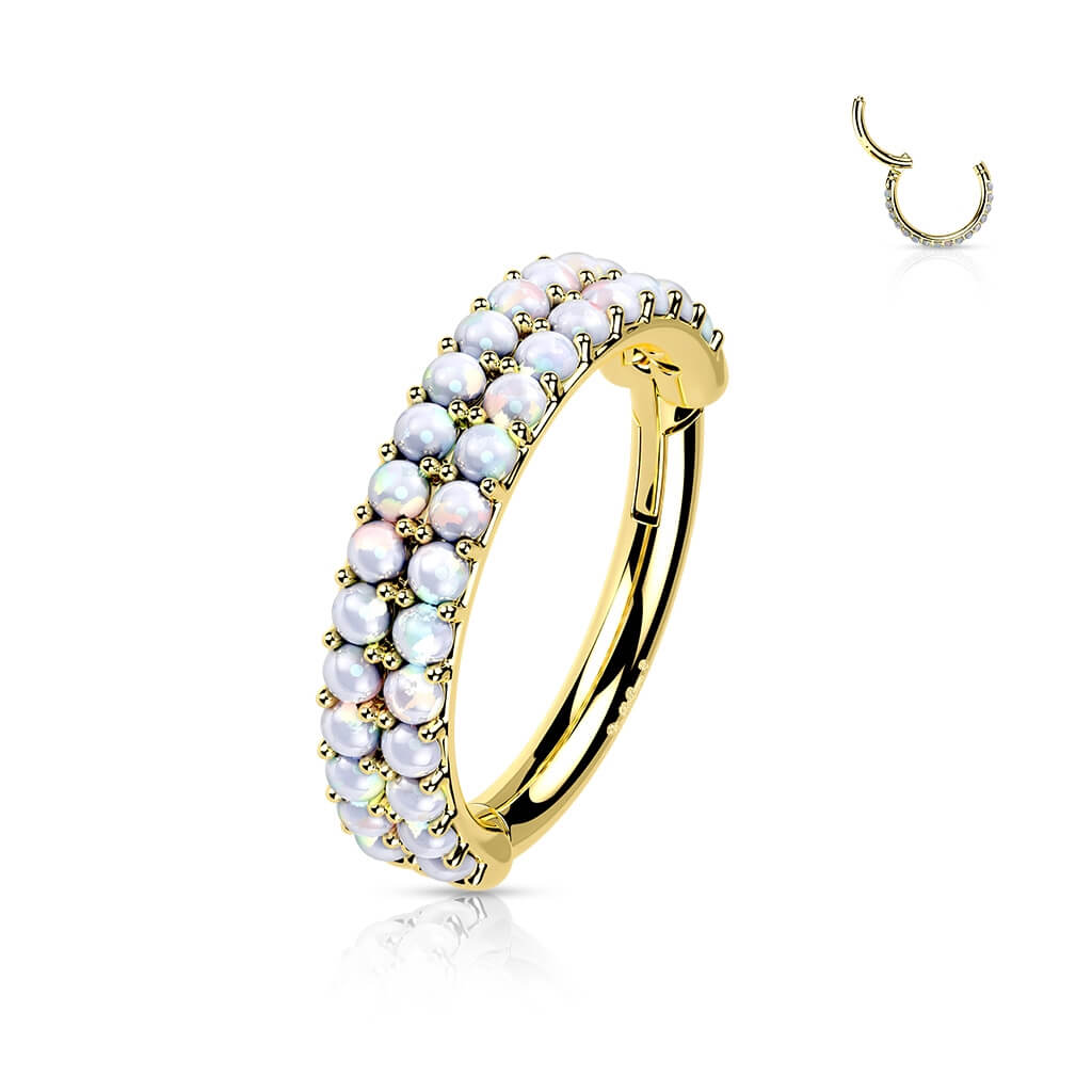 Oro 14 kt Anello Piercing Opali Clicker