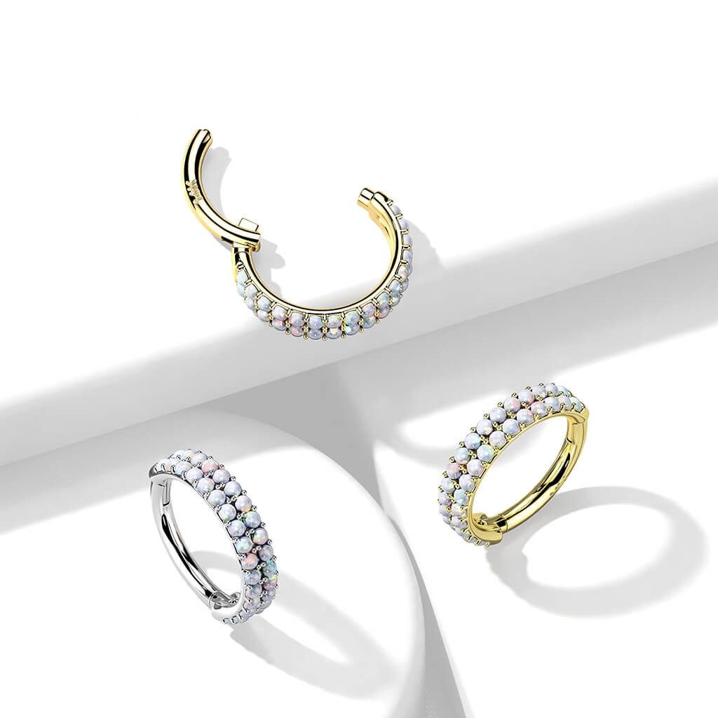 Oro 14 kt Anello Piercing Opali Clicker