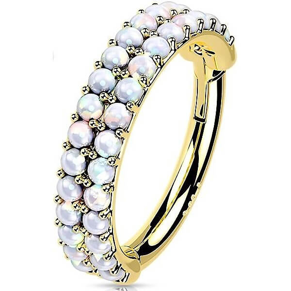 Oro 14 kt Anello Piercing Opali Clicker