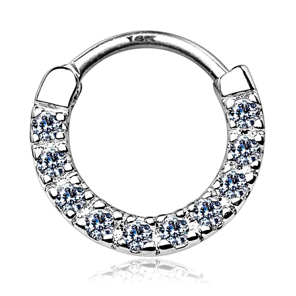 Oro 14 kt Piercing Septum Zirconi Clicker