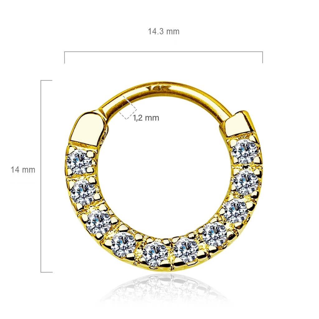 Oro 14 kt Piercing Septum Zirconi Clicker