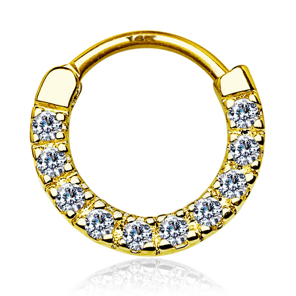 Oro 14 kt Piercing Septum Zirconi Clicker