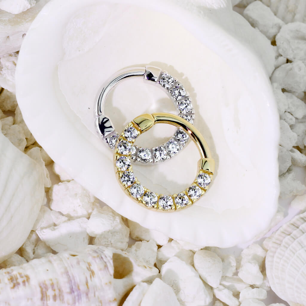 Oro 14 kt Piercing Septum Zirconi Clicker