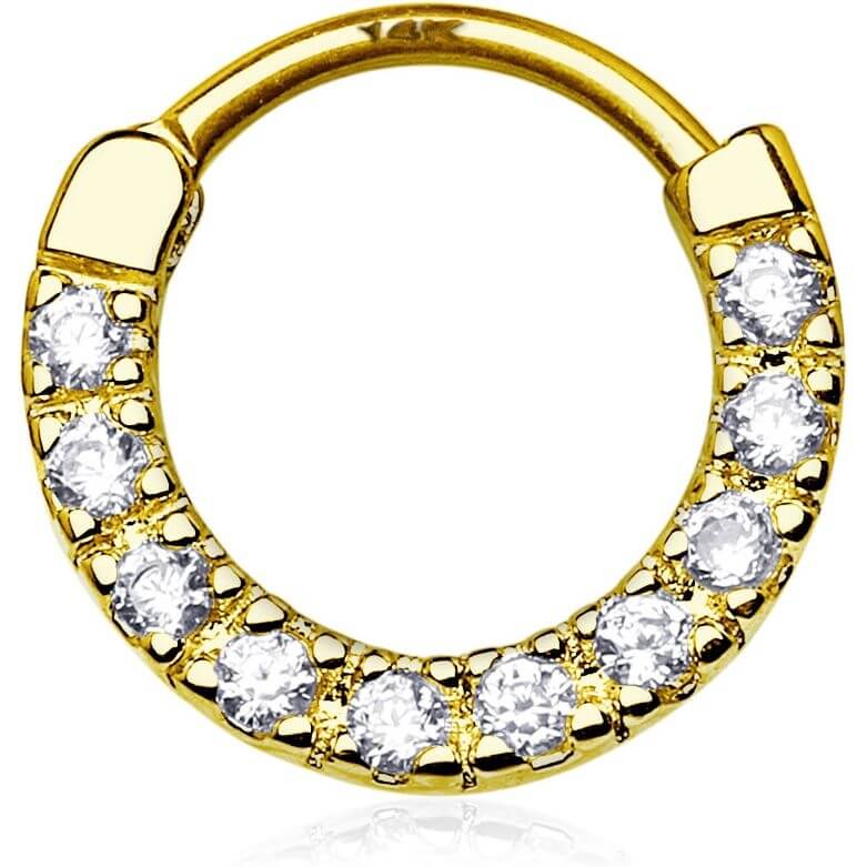 Oro 14 kt Piercing Septum Zirconi Clicker