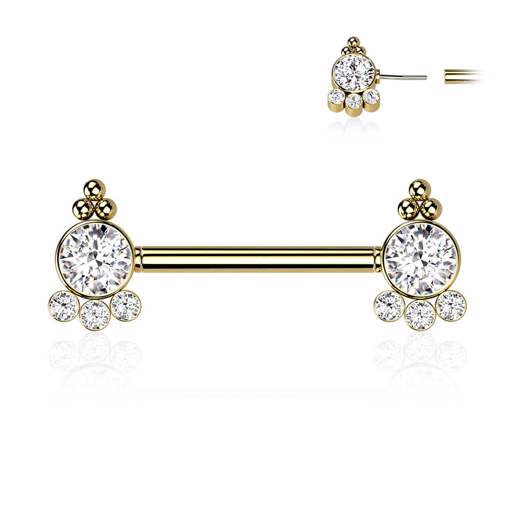 Nippelpiercing Zirkonia Gold Push-In