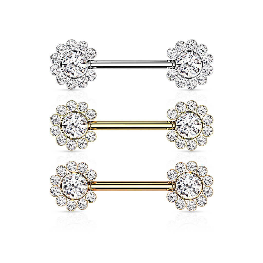 Nippelpiercing Blume Zirkonia Push-In