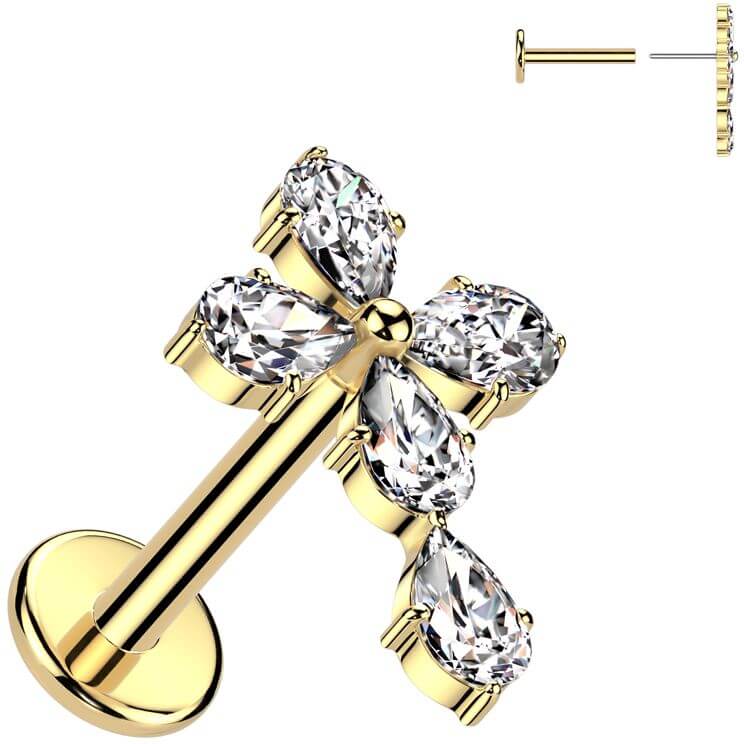 Labret cross zirconia Push-In