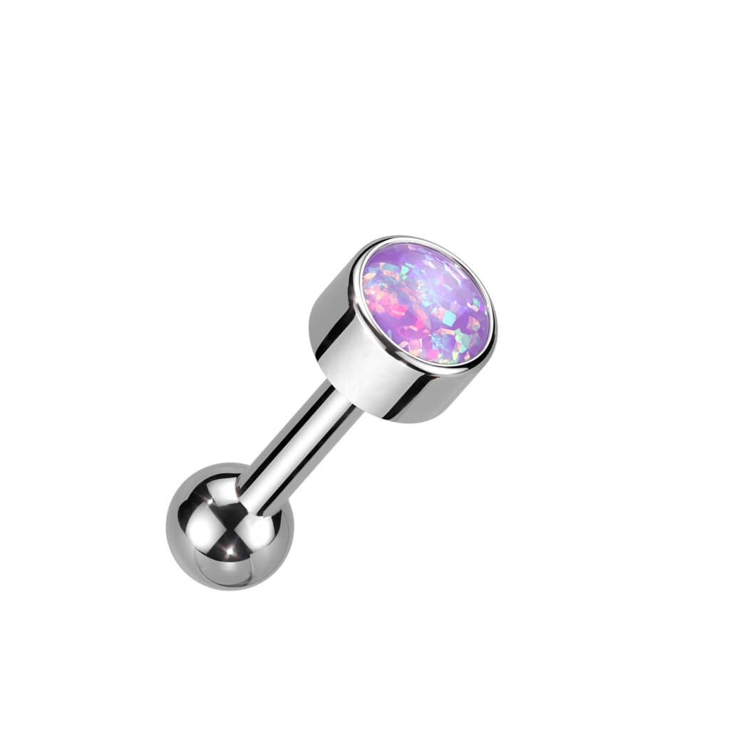 Titanio Barbell Tondo con opale Push-In