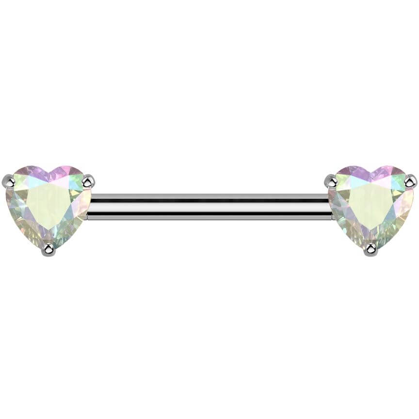 Titanium Nipple Piercing double heart zirconia Push-In