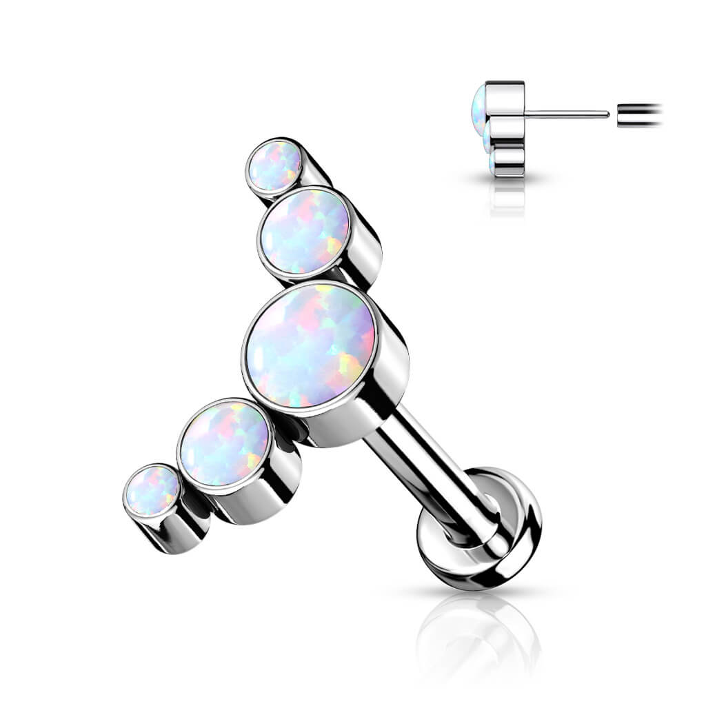 Titanium Labret 5 Opal Silver Push-In