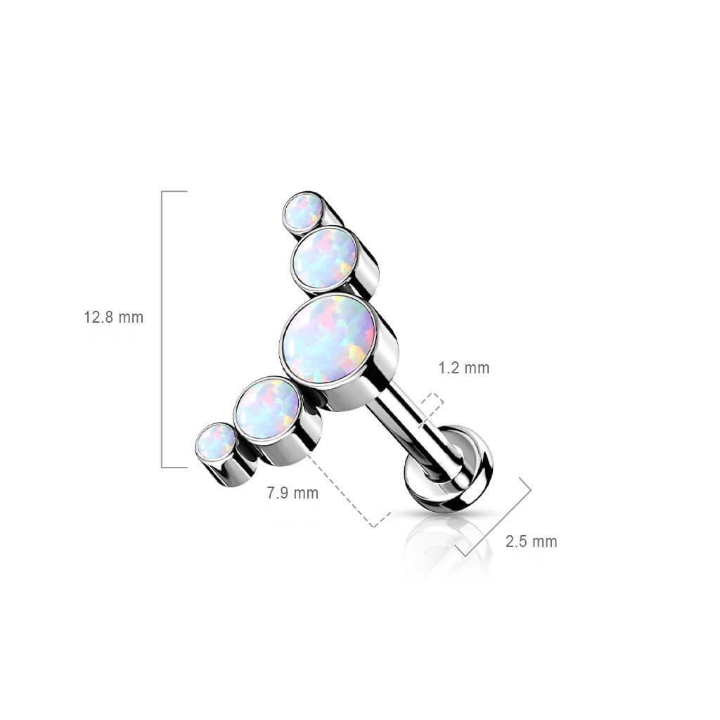 Titanium Labret 5 Opal Silver Push-In