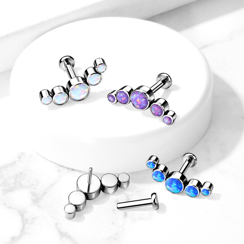 Titanium Labret 5 Opal Silver Push-In