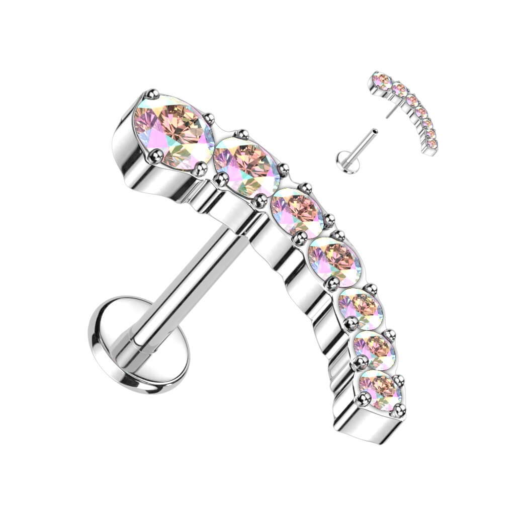 Tytan labret cyrkonia zaokrąglony push-in
