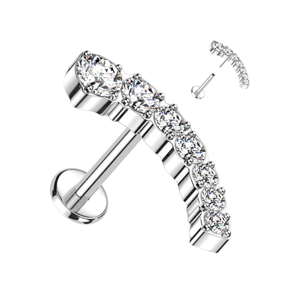 Tytan labret cyrkonia zaokrąglony push-in