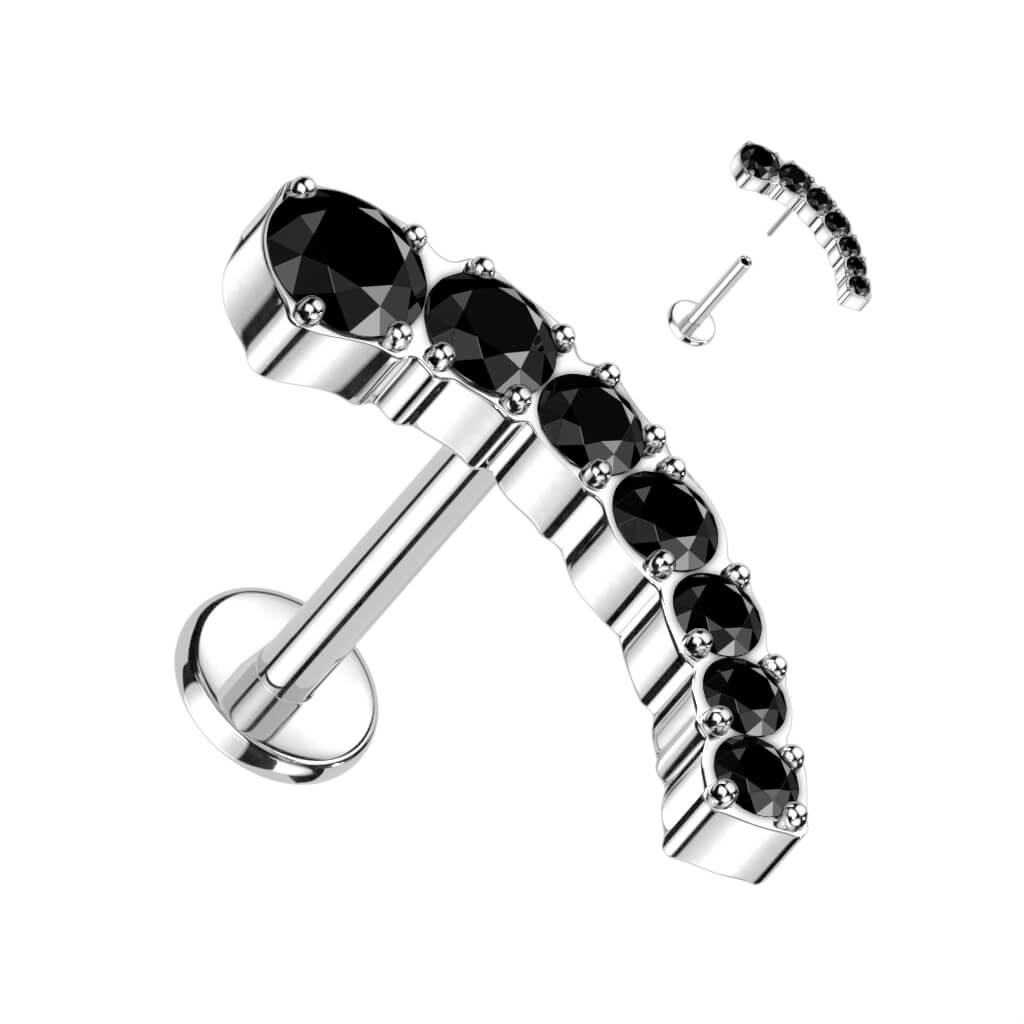 Tytan labret cyrkonia zaokrąglony push-in
