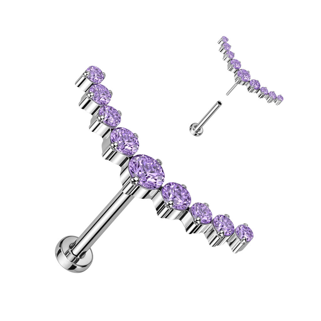 Titan Labret Gebogen Zirkonia Push-In