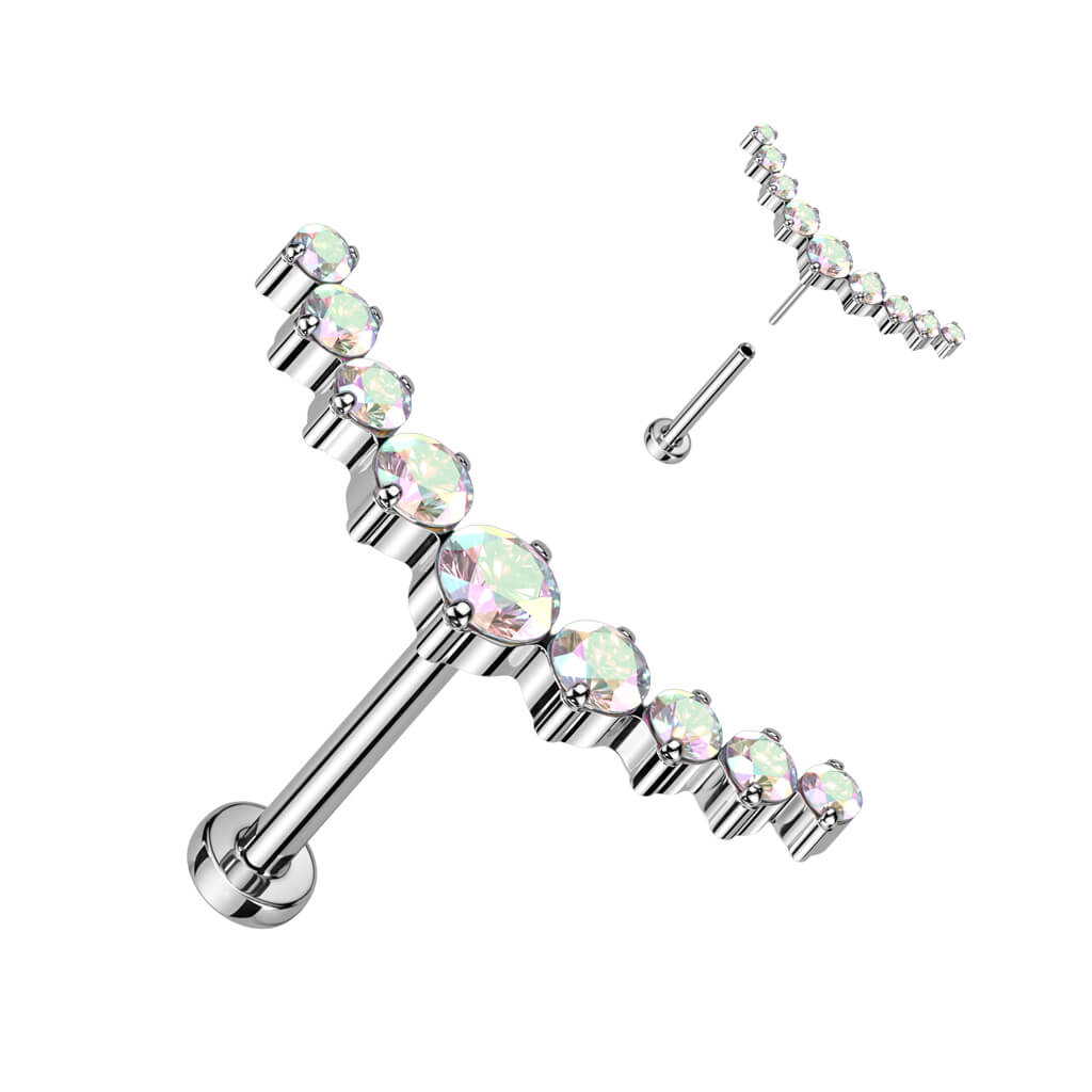 Titan Labret Gebogen Zirkonia Push-In