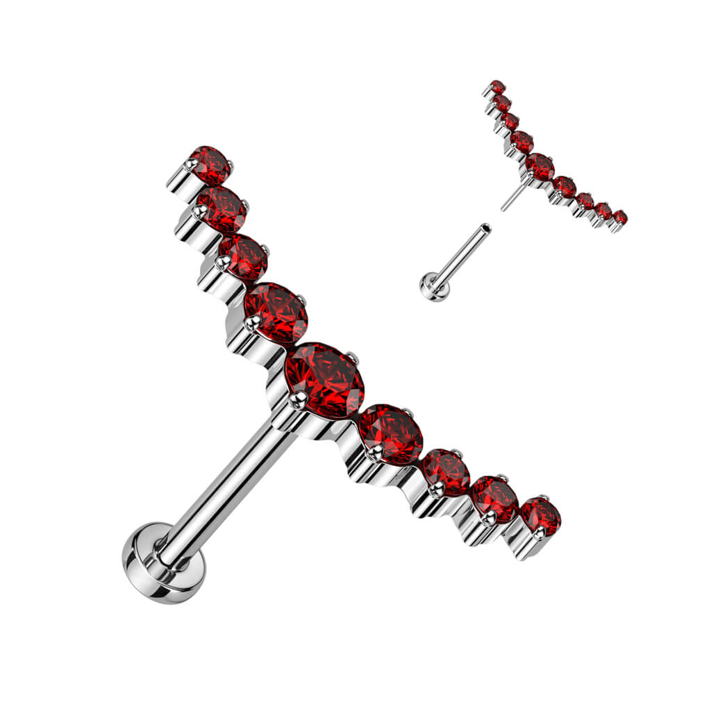 Titan Labret Gebogen Zirkonia Push-In