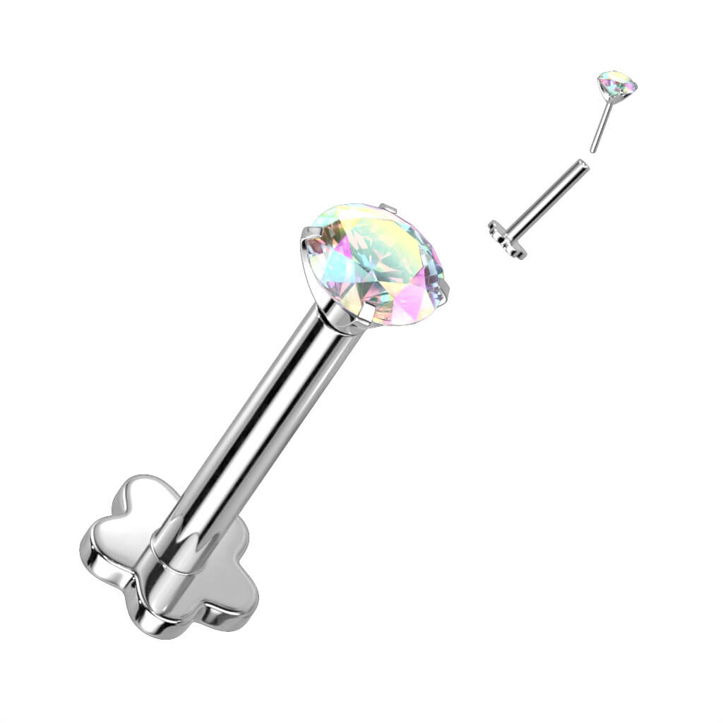 Titanio Circonita base en flor Push In Labret