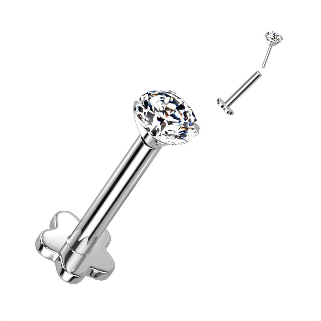 Titanio Circonita base en flor Push In Labret