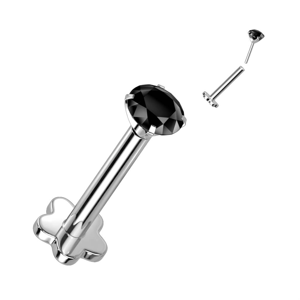 Titanio Circonita base en flor Push In Labret