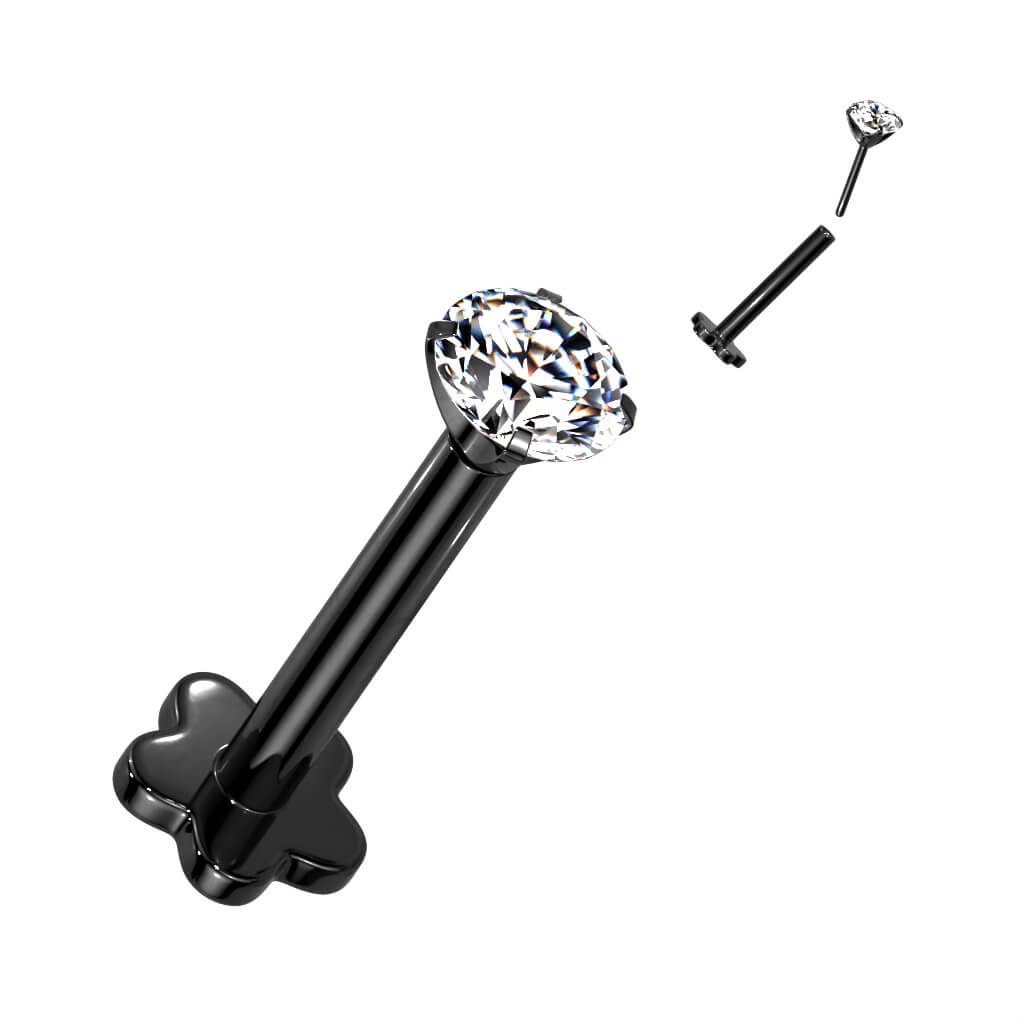Titanio Circonita base en flor Push In Labret
